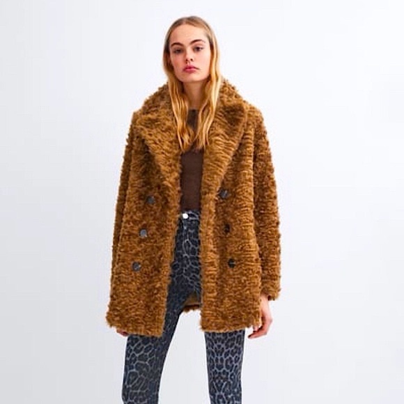 Zara Jackets & Blazers - Zara trf collection Women's Brown Faux Fur Coat size Medium used